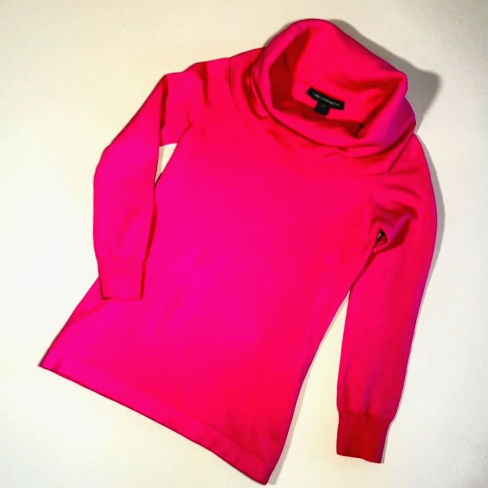 French Connection soft cozy cowl turtleneck tunic sweater hot pink